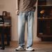 New Wide-leg Pants Men's Loose Retro Straight Jeans Men's Fattened Plus Size Washed Drape Denim Trousers Men_mkmklike.com