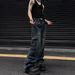 Large Sized Vibe Multi Pocket Workwear Jeans, Men's Women's Trendy Brand, Loose And Casual Wide Leg Floor Length Pants,_mkmklike.com