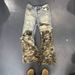 BOY American Retro Two-Piece Jeans For Men With Unique Design, High-End Camouflage Patchwork, Clean Fit Straight Pants_mkmklike.com