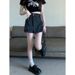 K Irregular Denim Skirt, Women's High Waisted A-line Half Skirt, Spicy Girl Retro Slimming And Hip Hugging Short Skirt_mkmklike.com