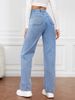 K Stretch Denim Fashion Straight Leg Pants Long High Waist Jeans For Women_mkmklike.com