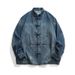 Cowboy Jacket Men's Loose Casual Retro Multi Pocket Workwear Denim Jacket Men_mkmklike.com