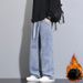 Fleece Straight Jeans Men's Beauty High Street Wide-leg Pants Casual Long Pants Men_mkmklike.com