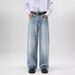Men's Loose Fit Vintage Washed Denim Jeans | 90s Retro Straight Leg Wide Trousers With Dragging Hem Vintage-Inspired Washes_mkmklike.com