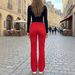 Vintage Red Flare Jeans For Women – High Waist Stretch Denim Pants (S-Xl, Retro 70s Style) Seamless Waistband_mkmklike.com
