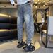 Men's Stylish Loose Fitting Jacquard Casual American Style Drawstring Jogger Jeans Versatile Trendy For Spring Autumn_mkmklike.com
