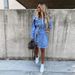 Slim Fit Denim Shirt Collar Long Sleeve Single Button Dress Autumn Winter Fashion Women's Denim Dress Elegant Chic Style_mkmklike.com