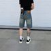 Men's Summer Jacquard Denim Shorts Casual Straight Fit Five-Point Shorts With Premium Texture Breathable Cotton Blend_mkmklike.com