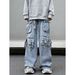 2025 American Retro Washed Heavy Duty Multi Pocket Jeans For Men Straight Loose Overalls Trendy Brand_mkmklike.com