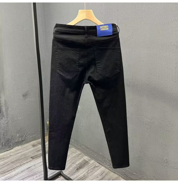 Men's Clothing Fashion Brand White And Black Handsome Jeans Men's Slim Fit Skinny Nine Point Boys' Pants Trousers Casual Pants Spring_mkmklike.com