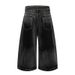 Heavyweight Denim Shorts For Men And Women Retro Distressed Wash 3D Pleats Metal Studs Trendy Edgy Style_mkmklike.com