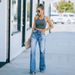 Distressed High-Waisted Wide Leg Jeans For Women - Vintage Washed Denim Pants (S-XXL, Blue/Black)_mkmklike.com