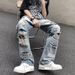 Loom High Trendy Brand European And American Street Hip Hop Ins Washed Ripped Jeans Men's Niche Design Beggar Pants_mkmklike.com
