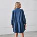 K New Loose Long-sleeved Denim Dress With Patchwork; Midi Dress For Women_mkmklike.com