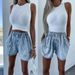 Women's Clothing Summer And Autumn Fashion Casual Elastic Waist Hand Made Diamond Rhinestone Temperament Women's Denim Shorts_mkmklike.com