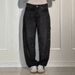 Women's Casual Starry Rhinestone Denim Jeans Loose Straight Leg Long Pants European American Style_mkmklike.com