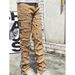 Men's Stretch Patchwork Jeans – Euro-American Slim Fit Denim Pants With Layered Design (Light Blue/Pink/Black/Khaki, Button Fly, Summer Casual)_mkmklike.com
