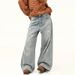 Vintage Washed Distressed Denim Jeans For Men & Women – Relaxed Fit Straight Leg Wide Trousers With Comfortable Stretch_mkmklike.com
