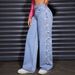 Women's Clothing High Waist Straight Leg Jeans - Butterfly Detail Washed Denim Pants For Casual & Streetwear_mkmklike.com