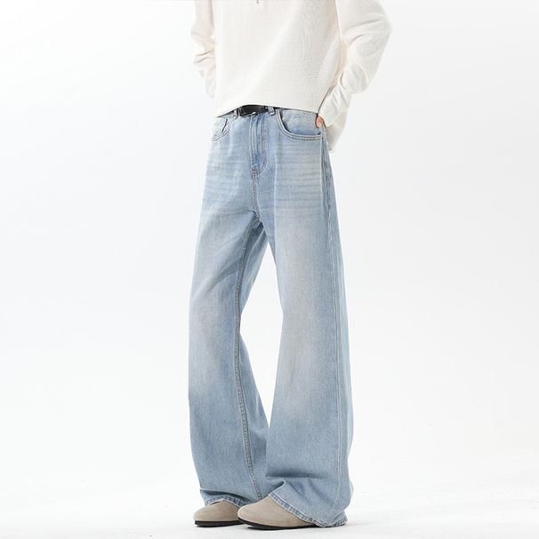American Retro Washed Distressed Jeans For Men, Trendy New Style, Vibe High Street, Slimming, Slightly Flared_mkmklike.com