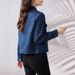Women's Jacquard Denim Jacket | Oversized Boyfriend Style | Polo Collar Short Coat (Blue) – Fall Essential_mkmklike.com