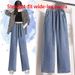 Size 80-100kg Leg Jeans Women, Loose Fit For Plus Size, Mid Elastic Waist, Slimming Straight Pants_mkmklike.com