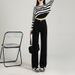 Black High-waisted Wide-g Jeans For Women, Straight Cut, Loose Fit, Slimming, Floor-ngth Pants, Casual And_mkmklike.com
