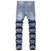 Men's Distressed Ripped Jeans – Slim Fit Vintage Washed Denim Pants With Artistic Tears (Azure, Size 30-38)_mkmklike.com