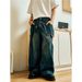 New Innovative Fake Two-piece Splicing Double Waist Jeans Men's And Women's Same Trendy Jazz Dance Wide-leg Pants_mkmklike.com