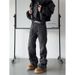 Men's Versatile Black Gray Jeans Loose Fit Straight Leg Casual Trousers Height Enhancing Spring Autumn New Retro Wash_mkmklike.com