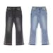 Women's Clothing Vintage Washed Flare Jeans For Women, Distressed Patchwork Denim Pants With 70s Retro Style (S-XL, Blue/Black)_mkmklike.com