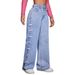 Women's Clothing High Waist Straight Leg Jeans - Butterfly Detail Washed Denim Pants For Casual & Streetwear_mkmklike.com