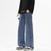 Men's Belt-Waist Retro Washed Jeans – Loose Wide Leg Streetwear Pants In Solid Colors For Autumn & Winter_mkmklike.com