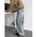 Men's Pleated Jeans High Street Retro Distressed Washed Casual Loose Drape Cargo Trousers Vintage Style American_mkmklike.com