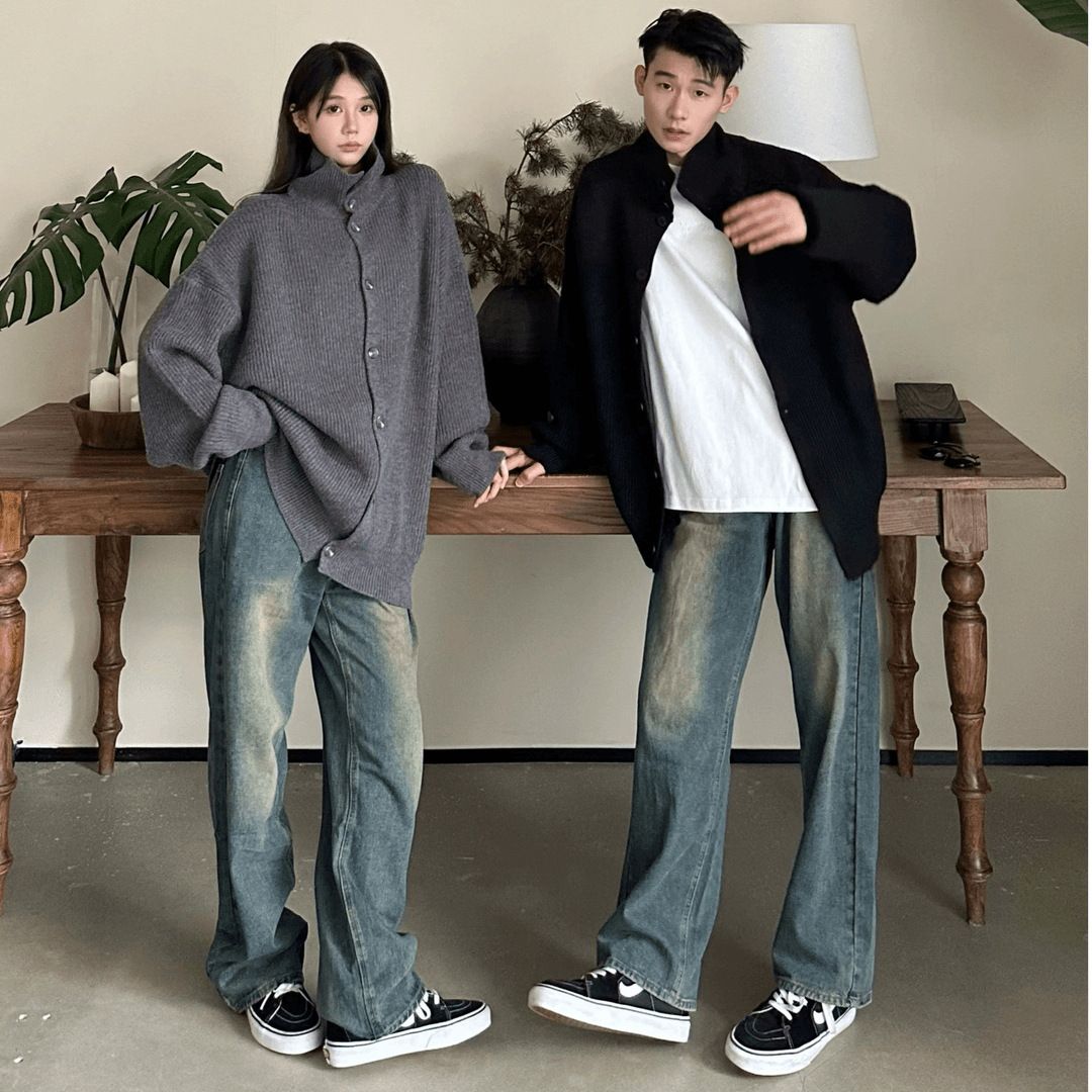 Nordmann American Retro Jeans For Men, Spring And Autumn Style, High-End Feel, Wide-Leg Long Pants, Straight Loose Fit, Trendy_mkmklike.com