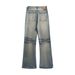 American Style Loose Casual Vintage Washed Trendy Punk Men's Gradient Faded Straight Long Jeans_mkmklike.com