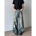 Men's Vintage Hip Hop Chain Print Denim Pants High Street Punk Wide-Leg Jeans For Urban Streetwear_mkmklike.com