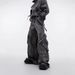 Men’s Oversized Cargo Pants – Streetwear Distressed Denim With Multi-Pocket & Zip Details, Drop-Cut Hem_mkmklike.com