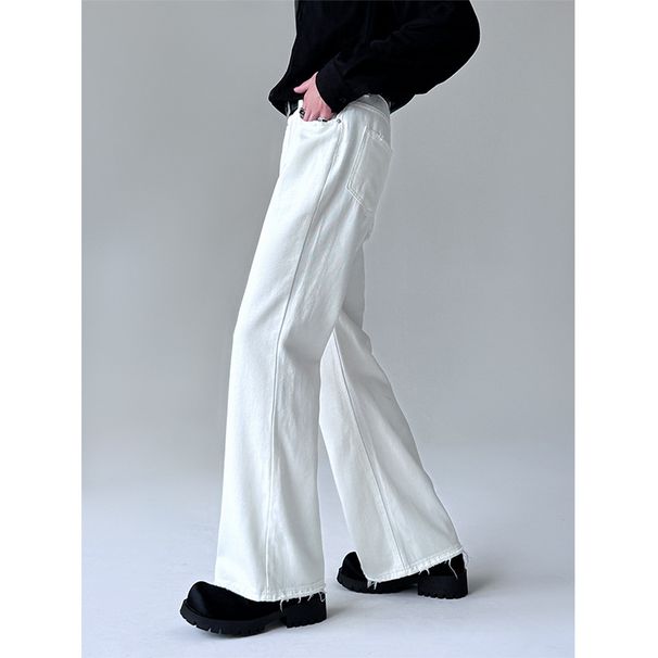 Men's Clothing High Street Men's High Street Clean Fit Jeans – Slim Straight To Slight Flare, Stacked Hem, Vintage Wash, Minimalist Black & White_mkmklike.com