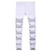 In Stock White Zipper Decor Slim Fit Men's Casual Daily Simple Versatile Stretch Denim Pants_mkmklike.com