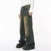 New Product, Retro Multi-color Old Polished White Wide-leg Straight Jeans_mkmklike.com