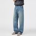 Men's Relaxed Straight Leg Jeans – Vintage Ice Blue Cleanfit Denim Pants With Stretch, Mid-Rise Comfort For Everyday Wear_mkmklike.com