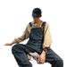 Pure Washed Denim Overalls For Men, Autumn And Winter 2023 New Style, Hong Kong Retro Loose Workwear Jumpsuit Wide-Leg Pants_mkmklike.com
