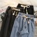 Men's Trendy Stylish Summer Thin Loose Straight Leg Jeans Unique Design Casual Classic Fit Blue Denim_mkmklike.com