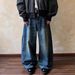 Men's American Style Washed Whiskered Scimitar Silhouette Jeans High Street Loose Fit Wide Leg Versatile Floor Length Trousers_mkmklike.com