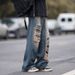 American Retro Ripped Jeans Men's Spring And Autumn Washed Old Loose Wide-leg Straight Mopping Tide High Street Pants_mkmklike.com
