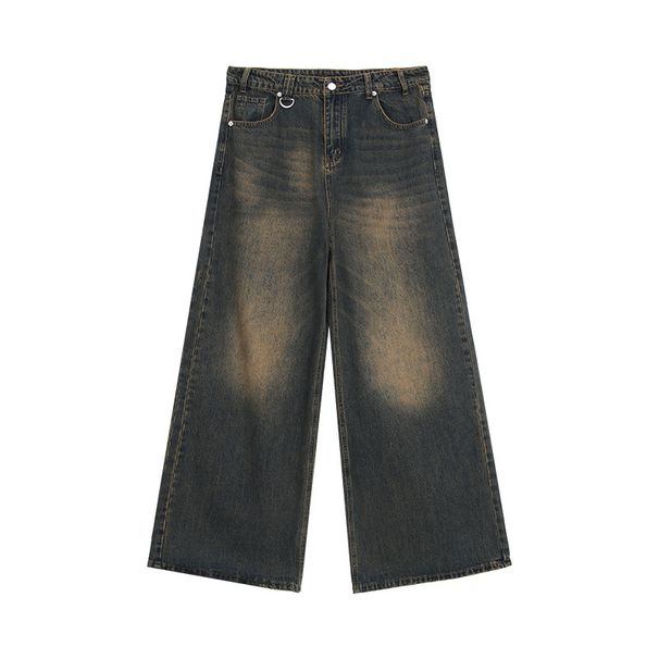 Vintage Washed Distressed Straight Leg Jeans For Men - Retro Loose Fit Denim Pants With High Waist & Street Style_mkmklike.com