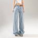 American Retro Low-waist Loose Wide-leg Pants Trendy Girls, Versatile Spring-summer Straight Jeans For Women, Available_mkmklike.com