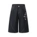 Vintage Punk Washed Denim Shorts For Men - Distressed Embroidery Star Design, Loose Fit, Summer Casual Streetwear_mkmklike.com
