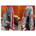 Women's Clothing Spring New Style Red Stitching Letter Print Elastic Drawstring Trousers Trousers Trendy_mkmklike.com